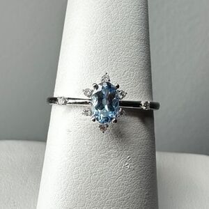 NWT .44cts Santa Maria Aquamarine with .06ctw diamond accents in 14kt WG ring!